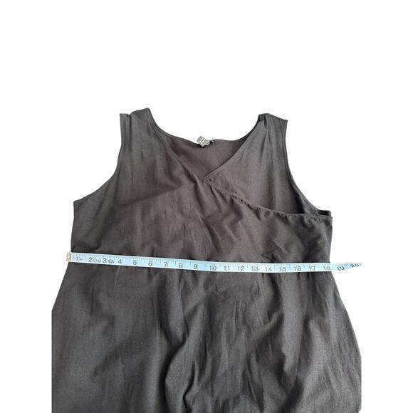 Eileen Fisher Dress Black Sleeveless Cross Front Midi V-Neck Casual Size XL - Picture 10 of 12